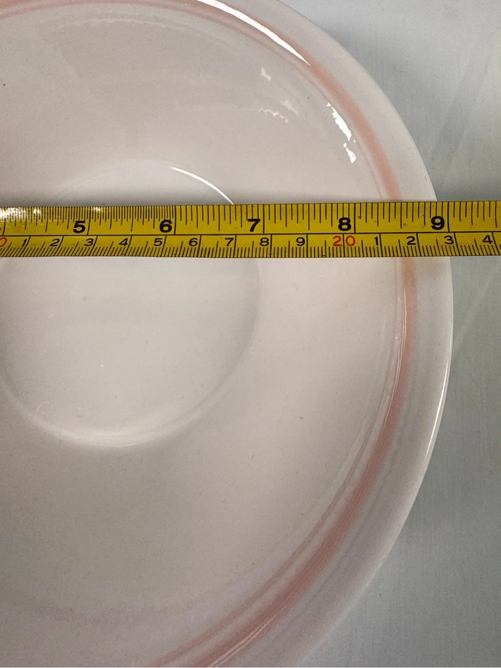 White Serving Bowl with Pink Trim Elegant Porcelain